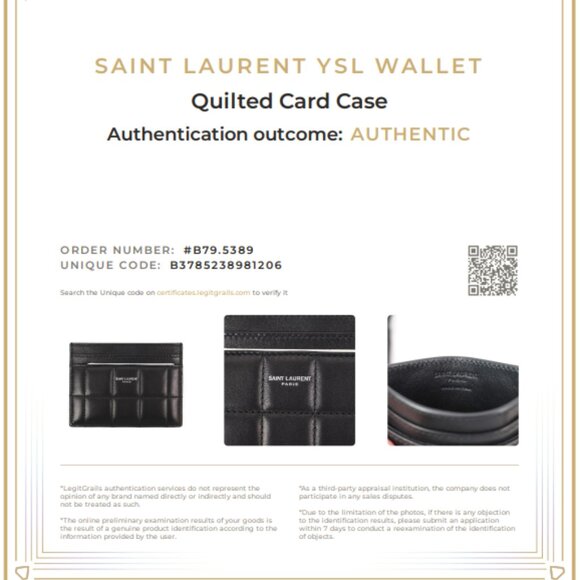 NWOT Saint Laurent Quilted Smooth Leather Card Case in Black/Silver - Picture 12 of 12